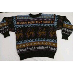 Vintage ICE-AME INC. Wool Nordic Wool Eagle Sweater Size M Fall Colors